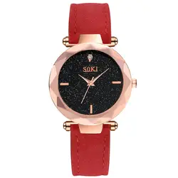 Soki женские часы модный кожаный браслет Аналоговые Кварцевые Круглый наручные часы женские часы женщин 2019 наручные часы