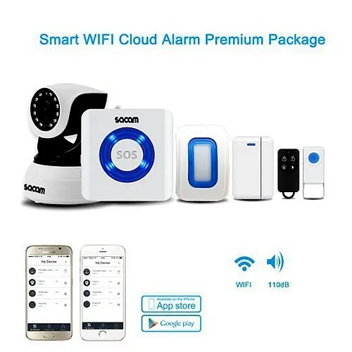 WiFi Camera Alarm Systems Security Home IP Camera Wi-Fi Wireless Motion Sensor Door Alarms for Home, Works with Amazon Alexa