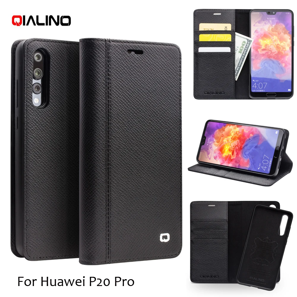 QIALINO Роскошный чехол для huawei P20 Pro Крест Текстура натуральная кожа + ТПУ съемная 2 в