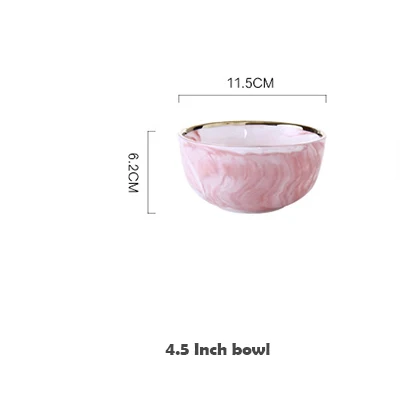 1 шт., розовое Мраморное керамическое обеденное блюдо, тарелка для риса, салата, лапши, миска для супа, фарфоровая тарелка, наборы посуды, посуда, кухонный инструмент - Цвет: Small Bowl