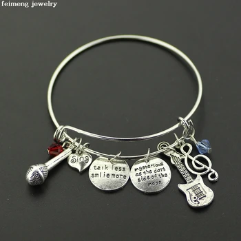 

Fashion Bracelets Violin Notes Microphone Crystal Beads Accessories Adjustable Bracelet More Mysterious As The Dark Side Of The