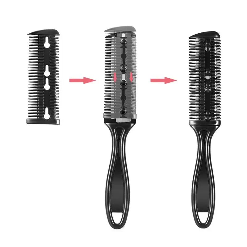 Peine de plástico para cortar el pelo cuchilla de corte de pelo de doble  cara tijeras de corte de acero inoxidable cortador maquinilla de afeitar  para barbería y hogar 3 uds 