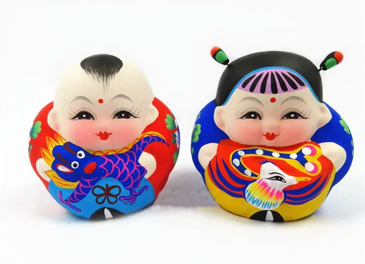 1 Pair Clay Figurines Little Dragon Phoenix Craft Gift Chinese Style