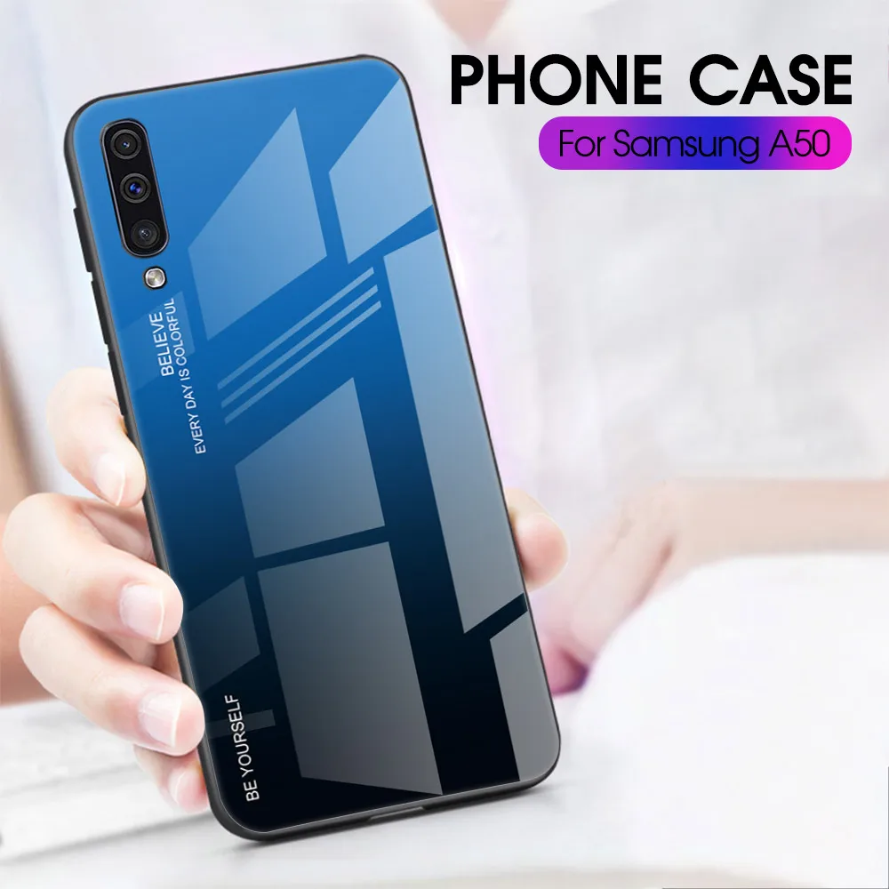 

For Samsung Galaxy A50 Case Gradient Tempered Glass Cases Phone Cover For Samsung A30 A10 A50 M10 M20 M30 A 50 30 Fashion Shell