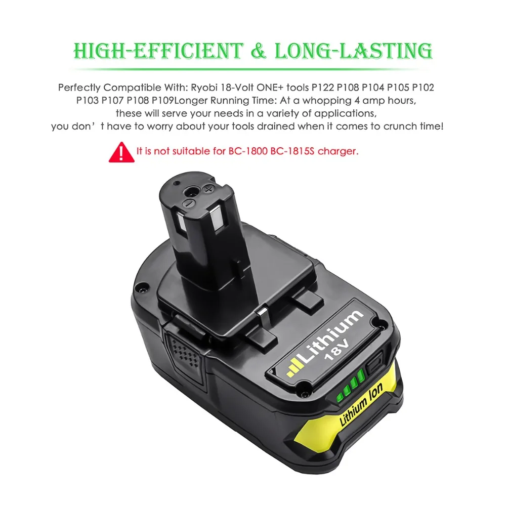 Powtree para ryobi 9000 mah 18 v