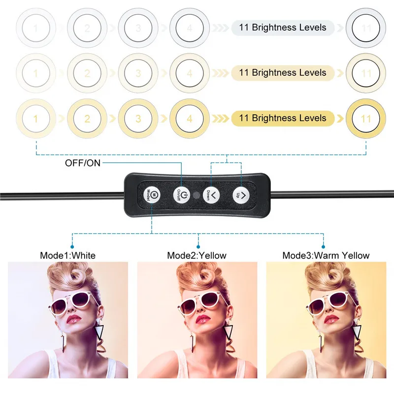 Goedkoop 5 Inch LED Selfie Ring Licht Statief Stand Telefoon Houder voor YouTube Video Make Fotografie Flash Mini Camera Bright Lamp 3 modus