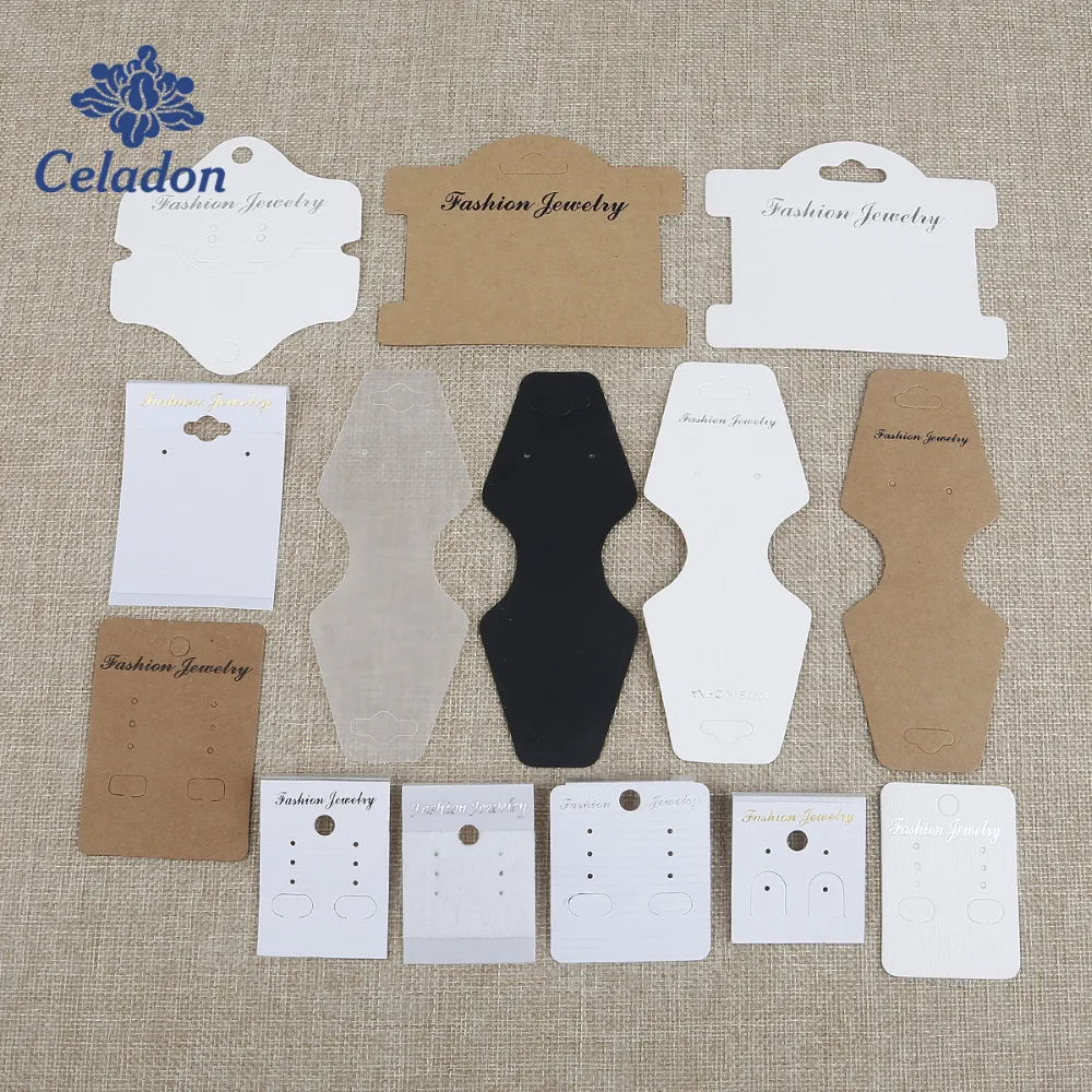 

2018 100pcs/lot Kraft Paper Hair Band Card Packing PVC Tags Jewelry Display Cards Earring Bracelet Necklace Hanging Cards