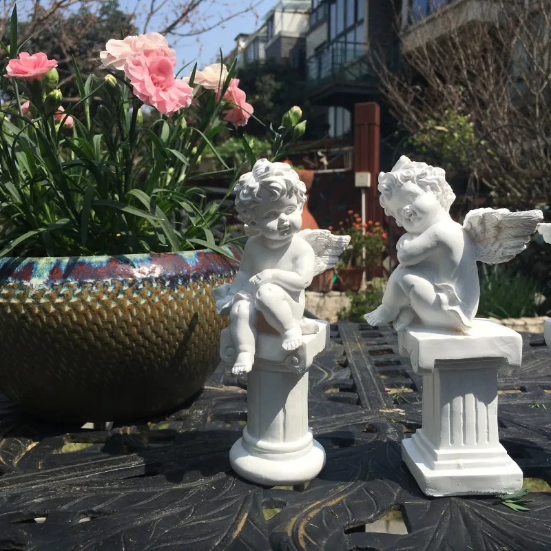 

European Creative Resin Angel Figurines Home Furnishing Decoration Crafts Garden Park Decor Lucky Home Table Statue Ornament Art