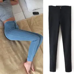 Женские черные Стрейчевые узкие джинсы 2019 модные синие джинсы с высокой талией узкие джинсовые брюки-карандаш женские джинсы с эффектом