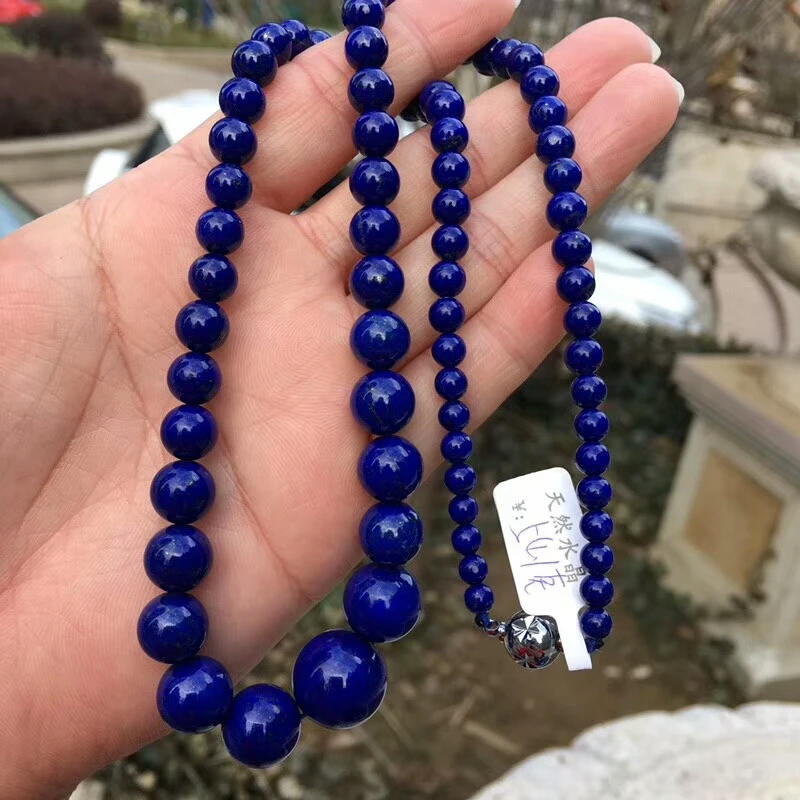 Atractivo Lapislázuli Azul Marino & Pavo Real jaspe piedras preciosas con hoja de Plata Collar 