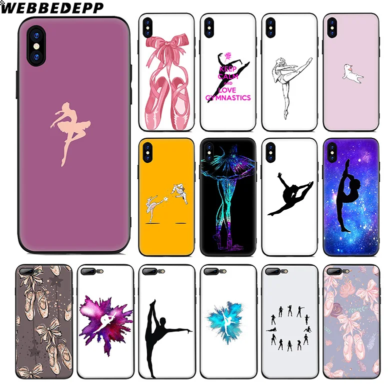 WEBBEDEPP гимнастический балетный Мягкий силиконовый чехол для Apple iPhone 11 Pro Xr Xs Max X или