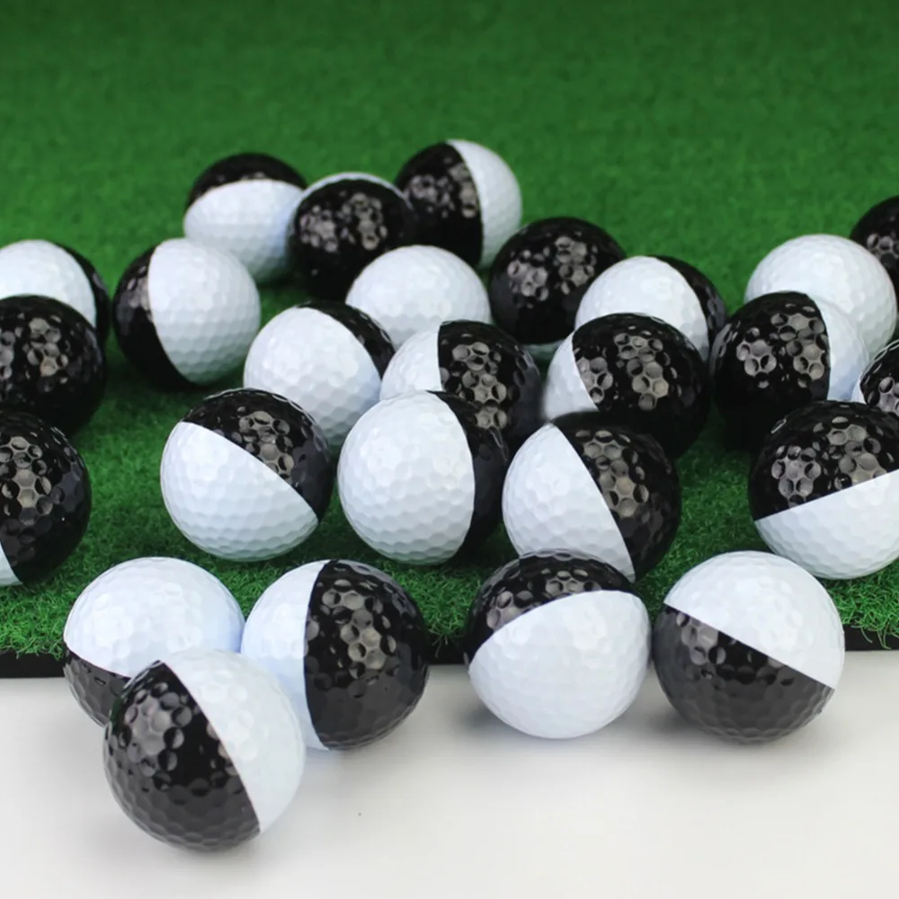 كرة جولف الأسود والأبيض مطاط صناعي الراتنج الغولف الممارسة اثنين قطعة كرات الحاضر هدية