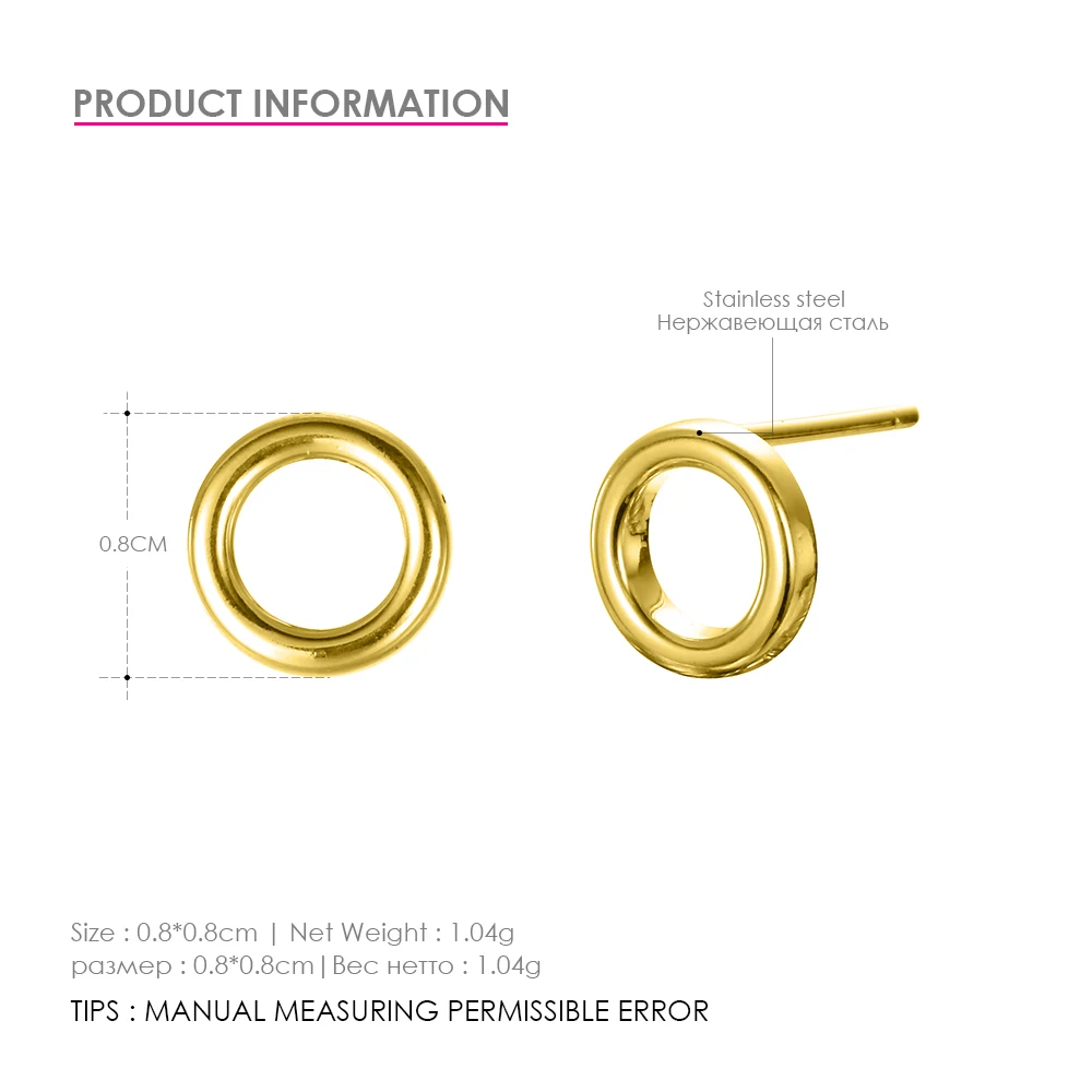 e-Manco Ladies Small Round Safety Pin Earrings women Stainless Steel Earrings Trending Ear Ring Studs Jewelry