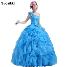 Suosikki/романтичное яркое свадебное платье трапециевидной формы из органзы с бисером и рюшами на одно плечо; красивые вечерние платья для невесты; Vestidos De Novia