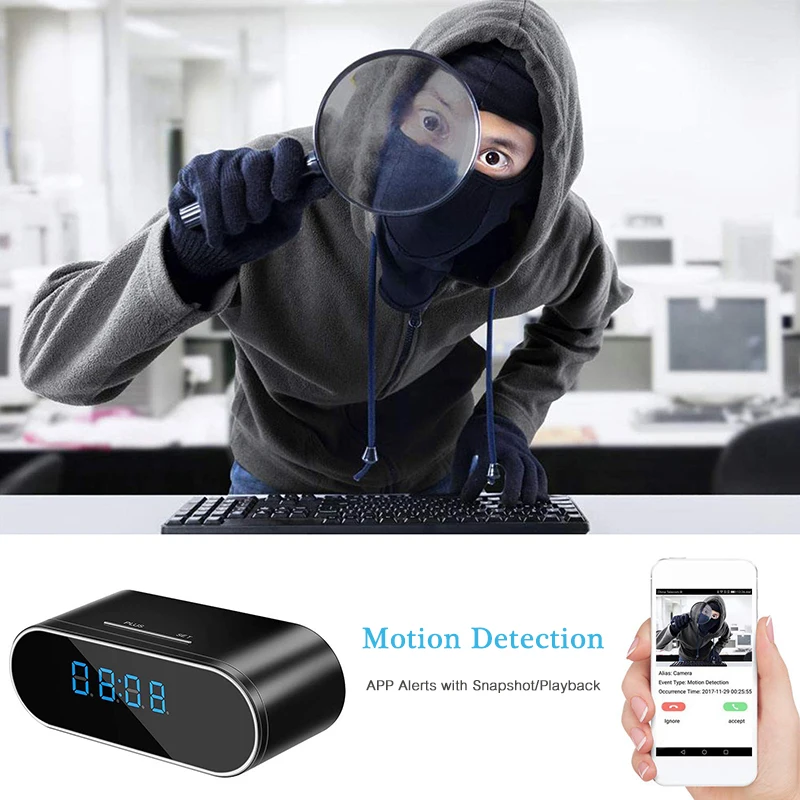 Meichun часы с поддержкой wifi и камерой 1080P IP мини Камера Беспроводной будильник