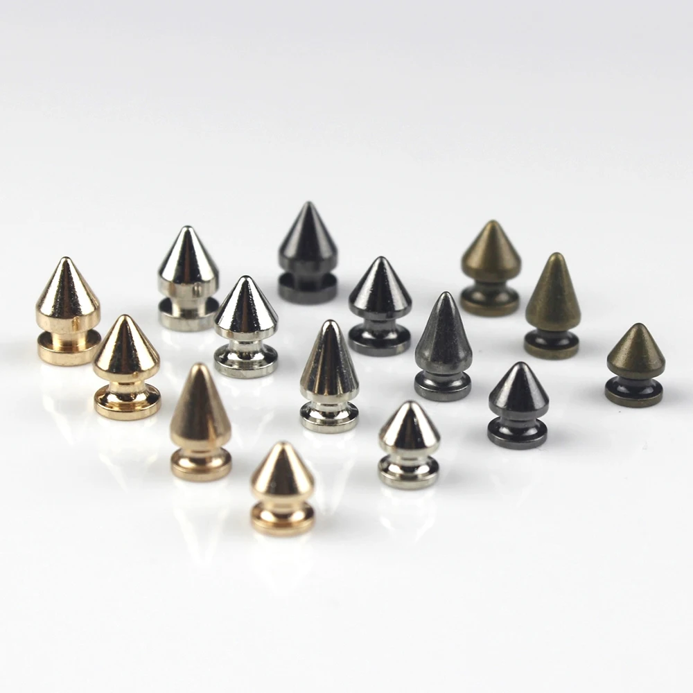 

10pcs Solid Metal Screwback Cone Studs Bullet Spikes Punk Rivets for Leather Craft Bag Garmet Shoes Decor Pet Collar Anti-bite