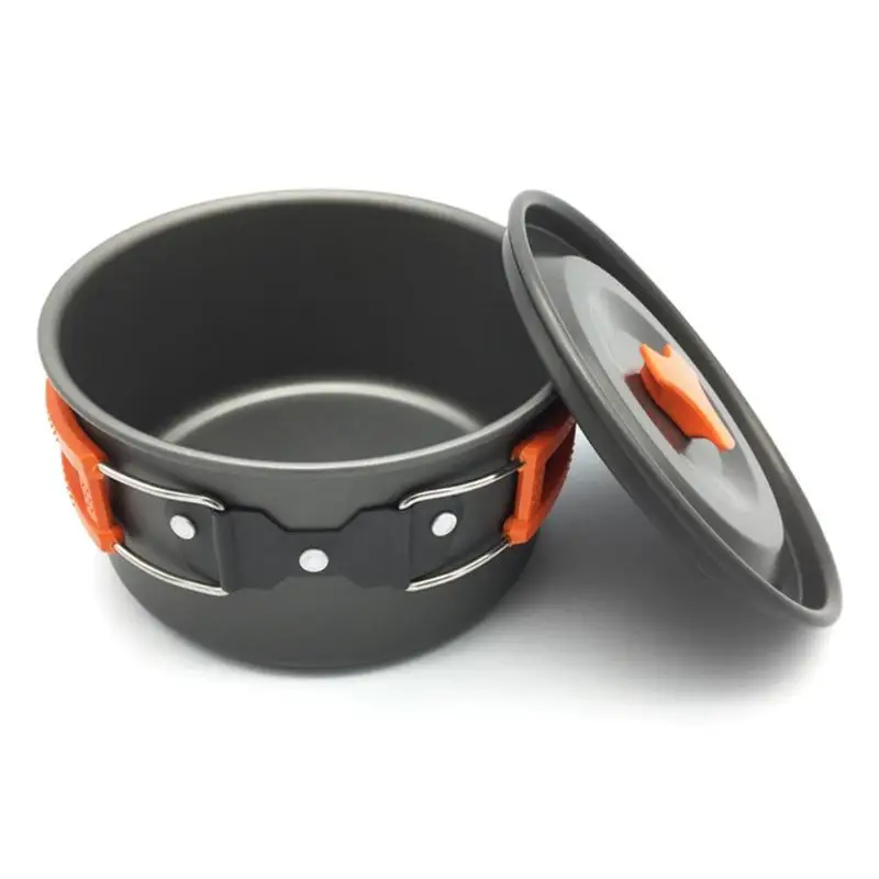 8 unids/set 2-3 personas Cookware Bowl Pot cuchara para Camping al aire libre senderismo mochila portátil Picnic barbacoa TablewareZ70