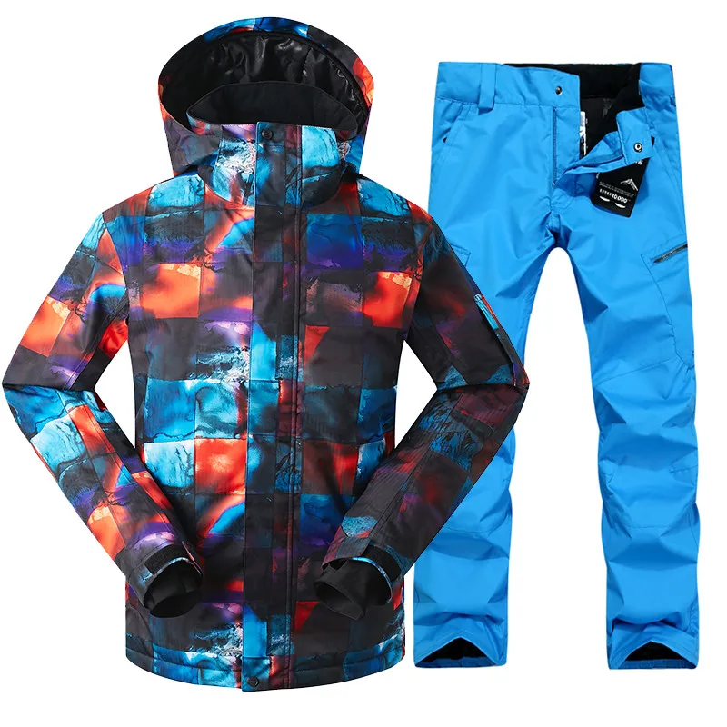 Мужские зимние спортивные куртки костюм для сноубординга одежда водонепроницаемый ветрозащитный-30 теплый костюм куртка+ брюки лыжный костюм комплект - Цвет: 03