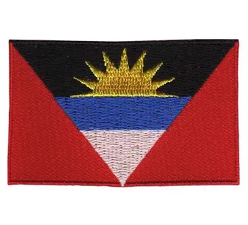 

Embroidery Antigua and Barbuda Flag Patch Made by Twill with Flat Broder and Iron On Backing MOQ50pcs free shipping by Post