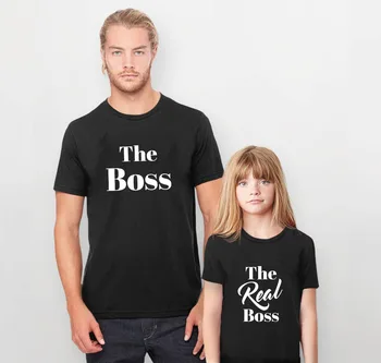 

1pcs The Boss and The Real Boss Family Matching Clothes Look Father and Son T-shirt Print Letter Baby Boys Girls Daddy Tops