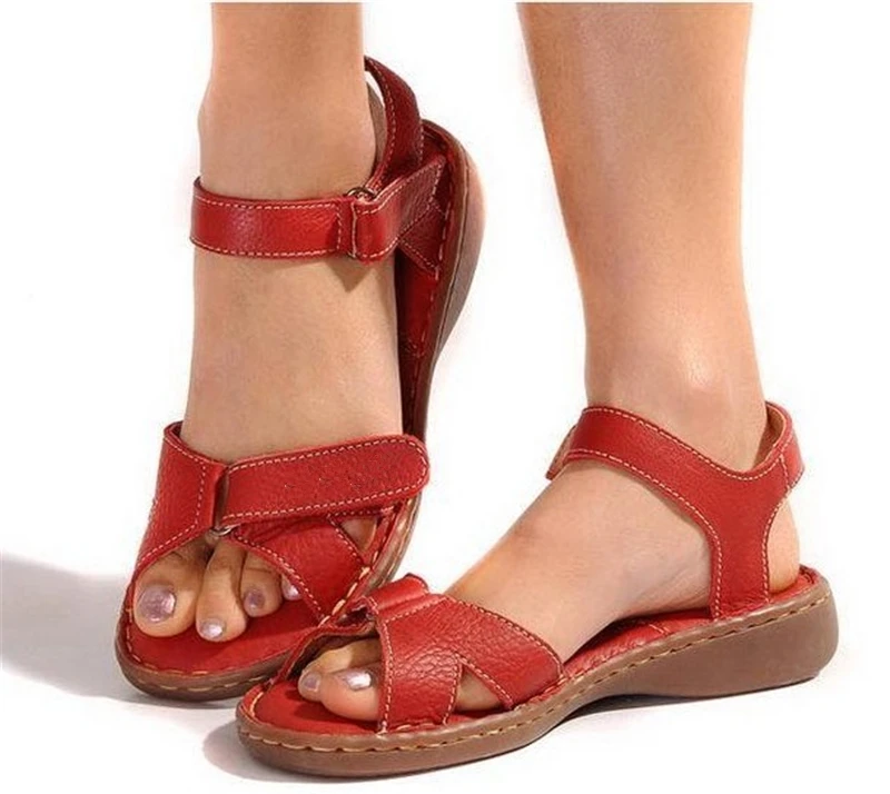 

Genuine leather women sandals cowhide casual shoes flat sandals quinquagenarian comfortable sandals slip-resistant