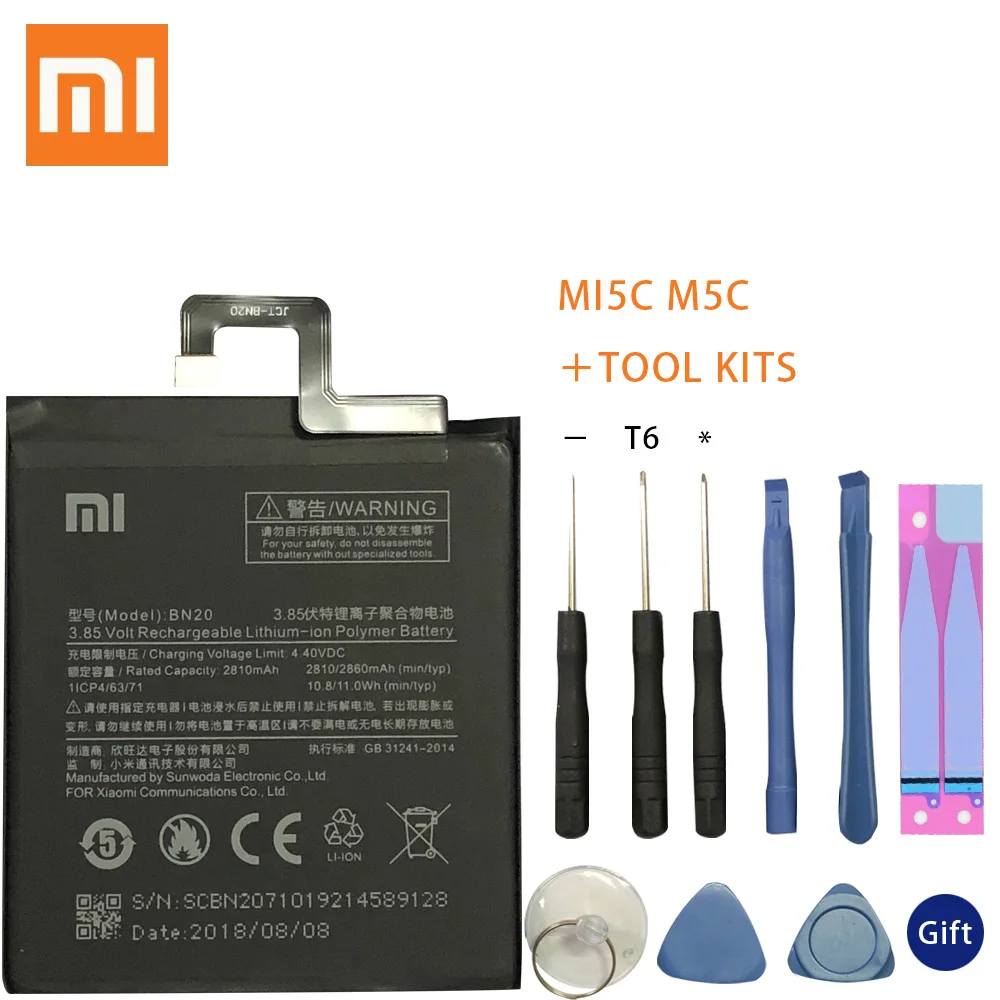 

100% Original Xiaomi BN20 bn20 Battery For Xiaomi Mi 5C M5C Mi5C Mobile Phone Rechargeable Lithium-ion polymer Batteries