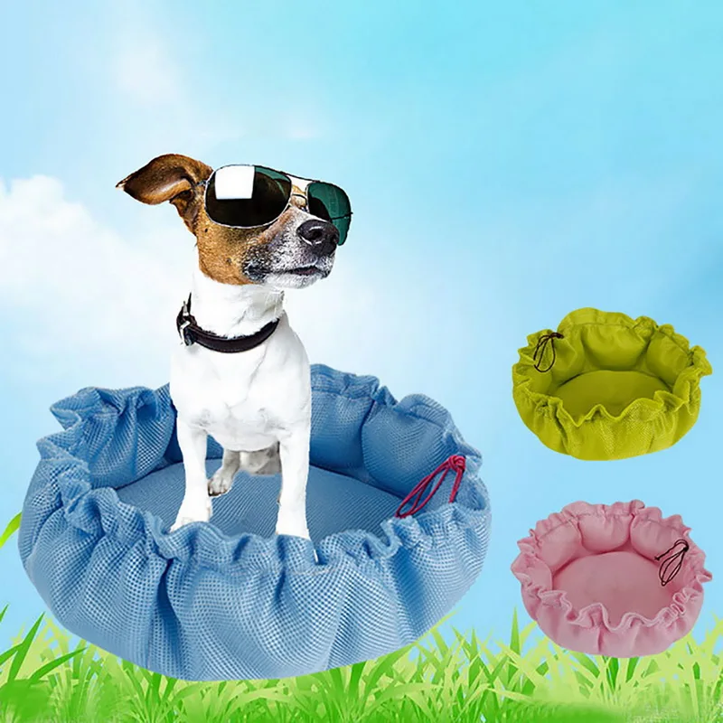 

Urijk 1pc Pet Nest Dog Bed Dog Mat Teddy Drawstring Round Bottom Thickening Cotton Nest Pumpkin soft Dog House Mat Shrink Band
