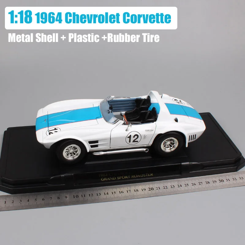 1/18 дорожный знак 1964 Chevrolet Corvette Chevy StingRay Grand Sport Diecasts& Toy Vehicles масштабная модель машинки модель для детей мальчик - Цвет: 1964 Chevrolet Corve