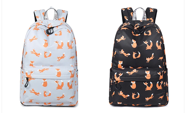 WINNER Cute Animal Fox Printing School Backpacks Waterproof Women Bag Laptop Backpack Female Mochila Bolsas E Sacolas (34)