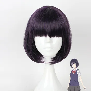 

Japan Anime Kuzu no Honkai Yasuraoka Hanabi cosplay WIG Comic con Girl Yasuraoka Hanabi dark purple Hair Wig lolita wig