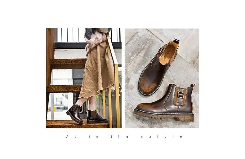 ERRFC/Новое поступление; женские коричневые ботинки «Челси»; милые корейские женские ботильоны без застежки; модная повседневная обувь в байкерском стиле для девочек