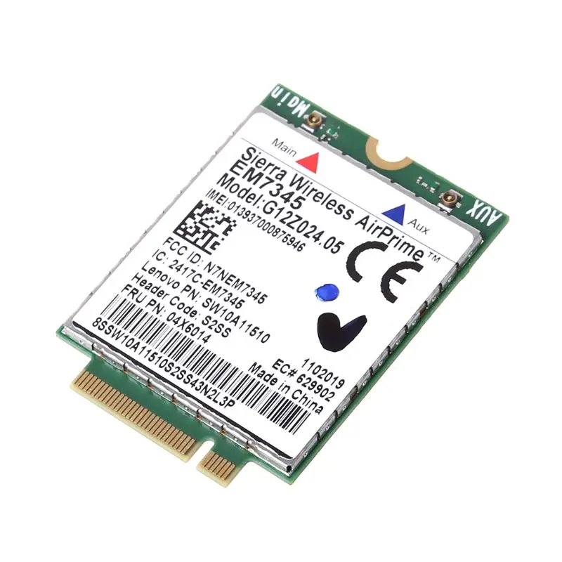 WWAN karta bezprzewodowa EM7345 4G LTE dla Lenovo Thinkpad 04X6092 04X6015 04X6014 Sierra WWAN karta bezprzewodowa EM7345 4G LTE dla Lenovo Thinkpad 04X6092 04X6015 04X6014 Sierra
