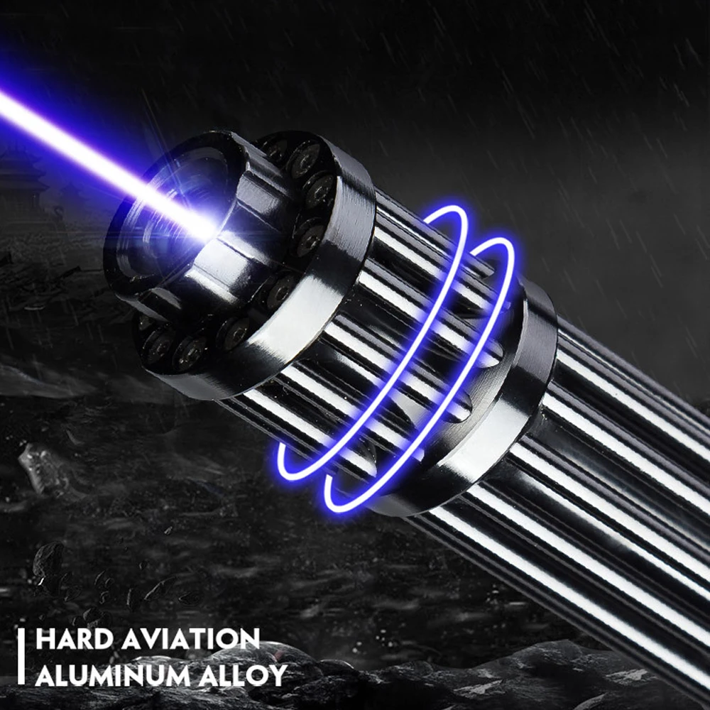 Alta Qualidade Alongar Poderoso Azul Laser Ponteiros Caça Lazer Tático Vista Tocha 10000m Focalizável Lanterna Queimar 10 Alta qualidade alongar poderoso azul laser ponteiros