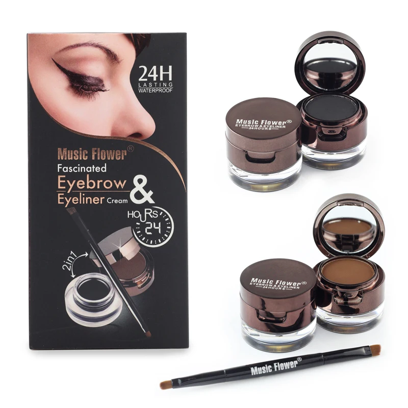 4pcs/lot Brown + Black Gel Eyeliner Eyebrow Powder Makeup Set Kit Waterproof Long Lasting Eye