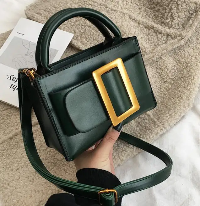 Европейская винтажная модная маленькая сумка-тоут, новинка, качественная женская брендовая дизайнерская сумка из искусственной кожи, сумки через плечо - Цвет: Зеленый