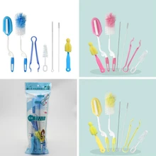 7 шт./компл. Детская щетка для чистки бутылки инструмент соска 360 градусов вращающийся губка кормления чашки щетки для соломинок
