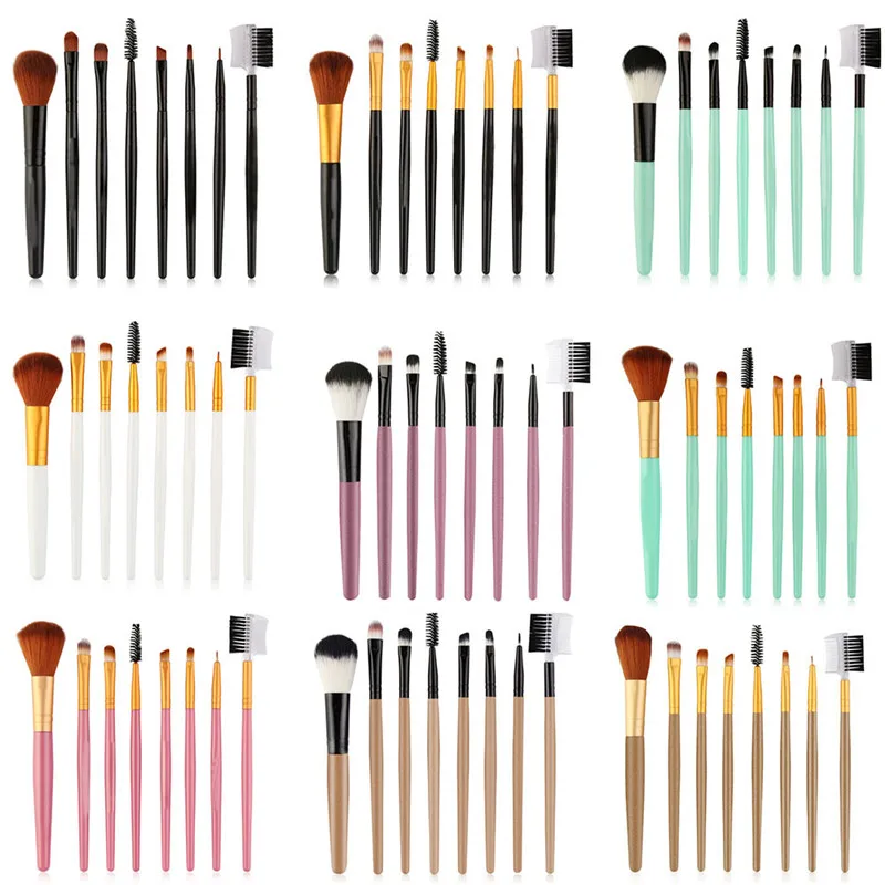 

popfeel 8Pcs Professional Makeup Brushes Set Foundation Eyebrow Lip Brush Set Makeup Brushes Tools Maquiagem Dropshipping