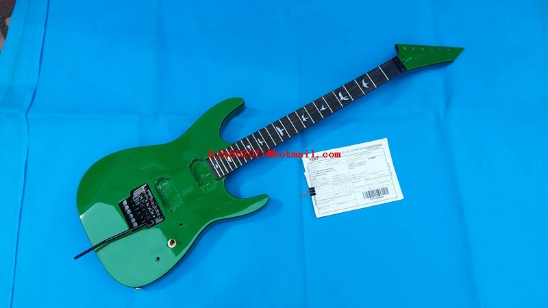 

new 6-strings double wave ebony fingerboard electric guitar in green without pickup and button F-2138