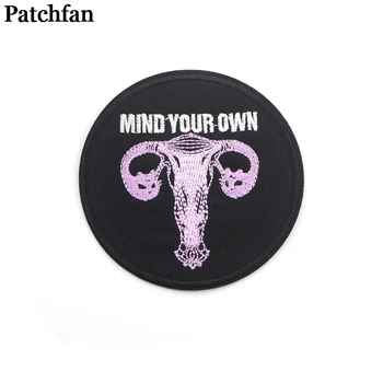 

Patchfan Feminist uterus mind your own DIY embroideried patches sew iron on clothes backpack decorations stickers badges A2229