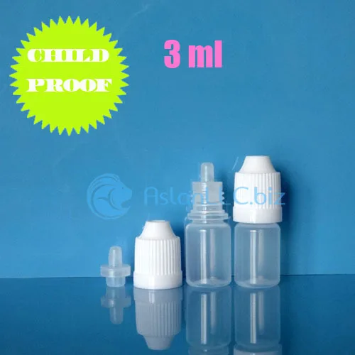Lot 100 Pcs 3 ml (1/10 oz) Plastic Dropper Bottles With CHILD Proof