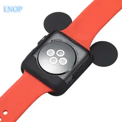 LNOP спортивный силиконовый защитный чехол и часы ремешок для Apple watch группа 42 мм/38 с мультфильм кролик Мышь уши случае iWatch 3/2/1