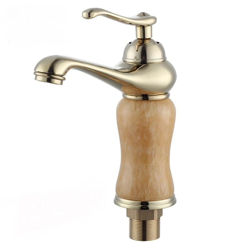 European copper hot and cold basin wash basin above counter basin single hole jade bathroom wash basin rotating faucet lo4101