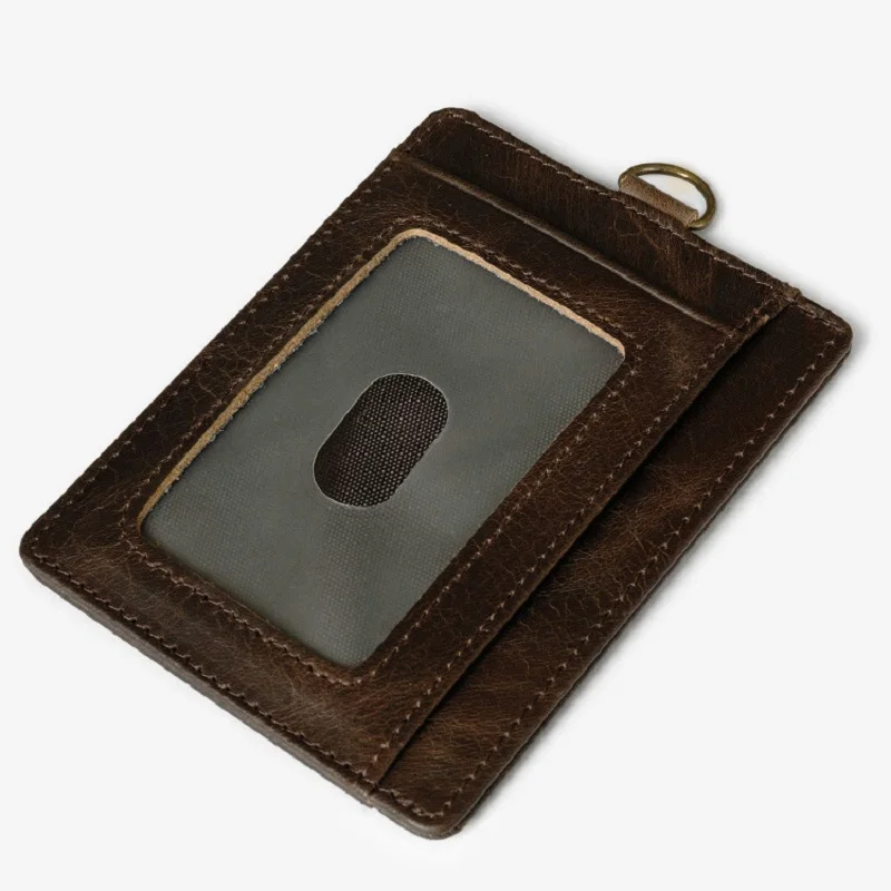 Кожаный кредитный держатель для карт водительское удостоверение Чехол для карт тонкий бумажник для карт автобусная карта пакет ID карман окно кольцо для ключей дешево - Цвет: Coffee