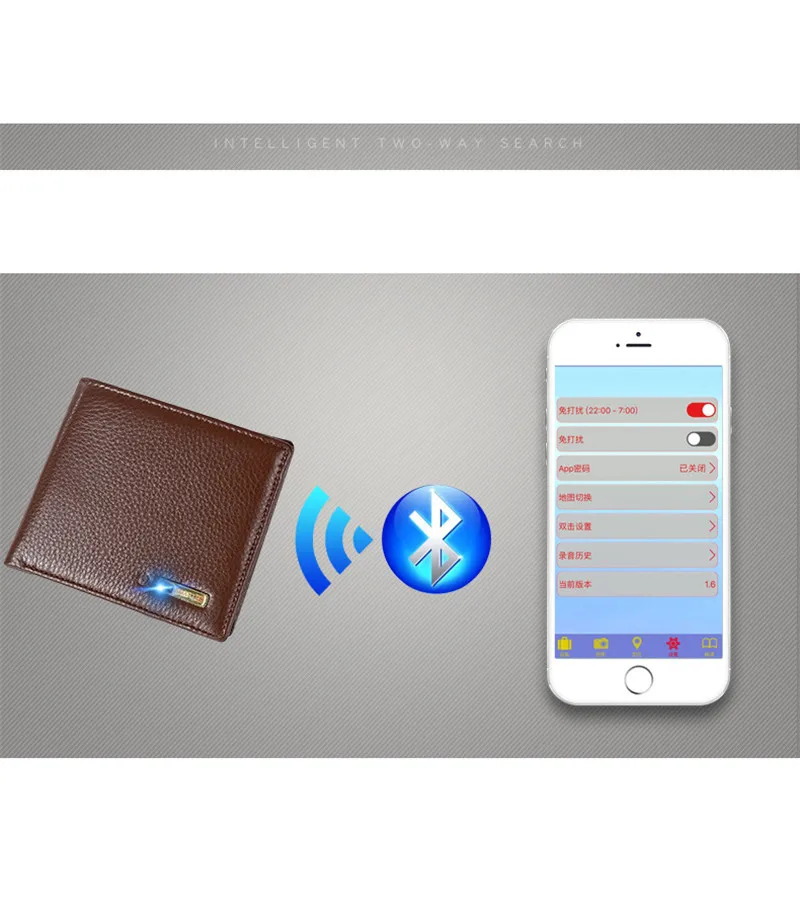 Умный мужской кошелек из натуральной кожи высокого качества, Интеллектуальный Bluetooth кошелек с защитой от потери, мужские держатели для карт, костюм для IOS, Android