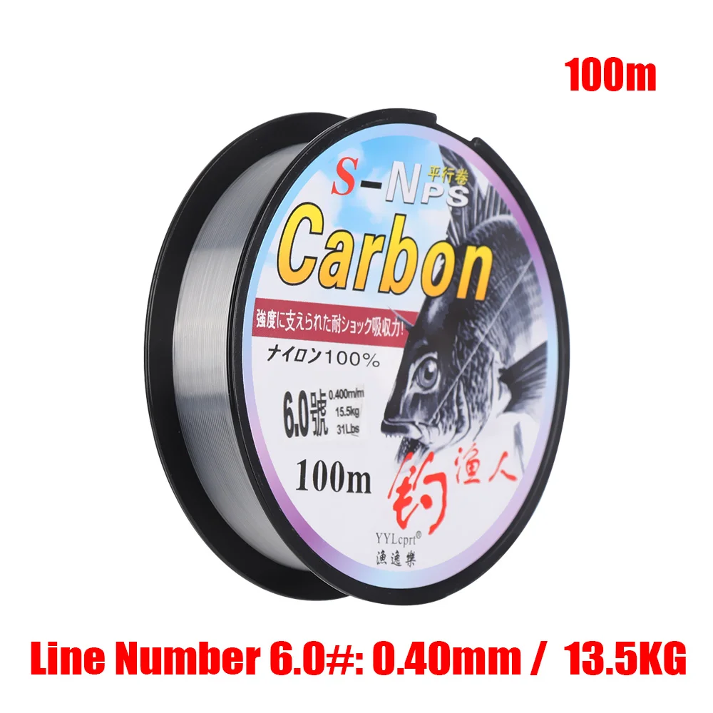 100M Nylon Fishing Line Monofilament Japanese Material for Saltwater Carp Fishing Fluorocarbon Fly Line Fish Accessories - Цвет: 6.0