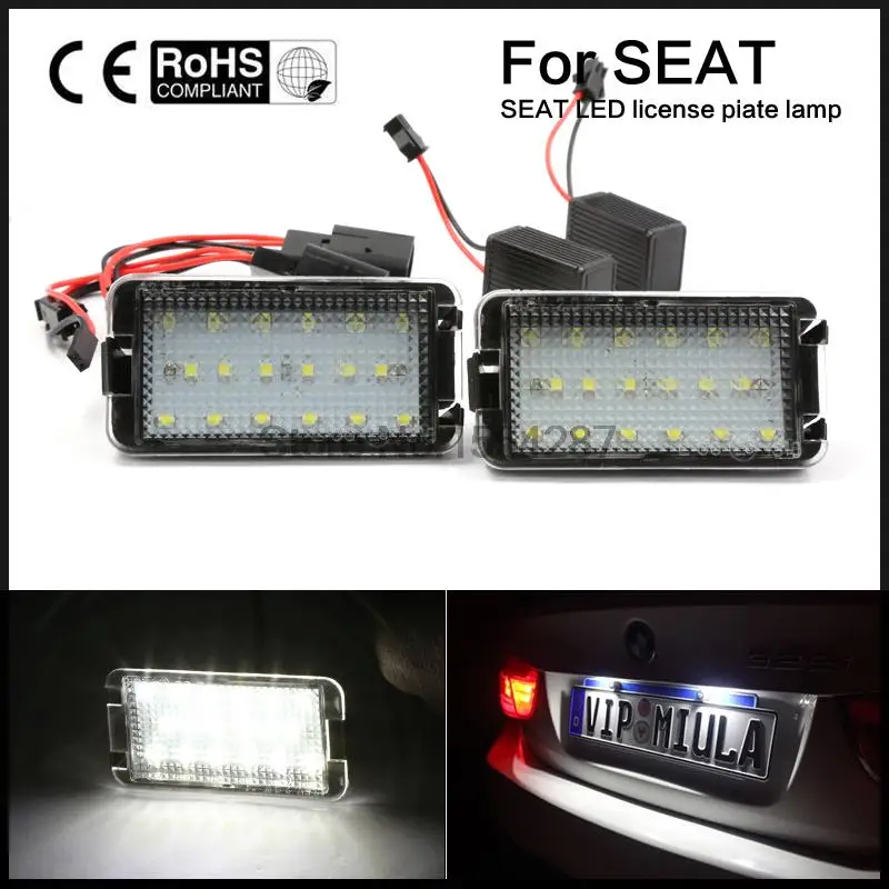 

2pcs Car led license plate light lamp led fit for SEAT ALTEA AROSA IBIZA CORDOBA LEON TOLEDO 12V 7000K white