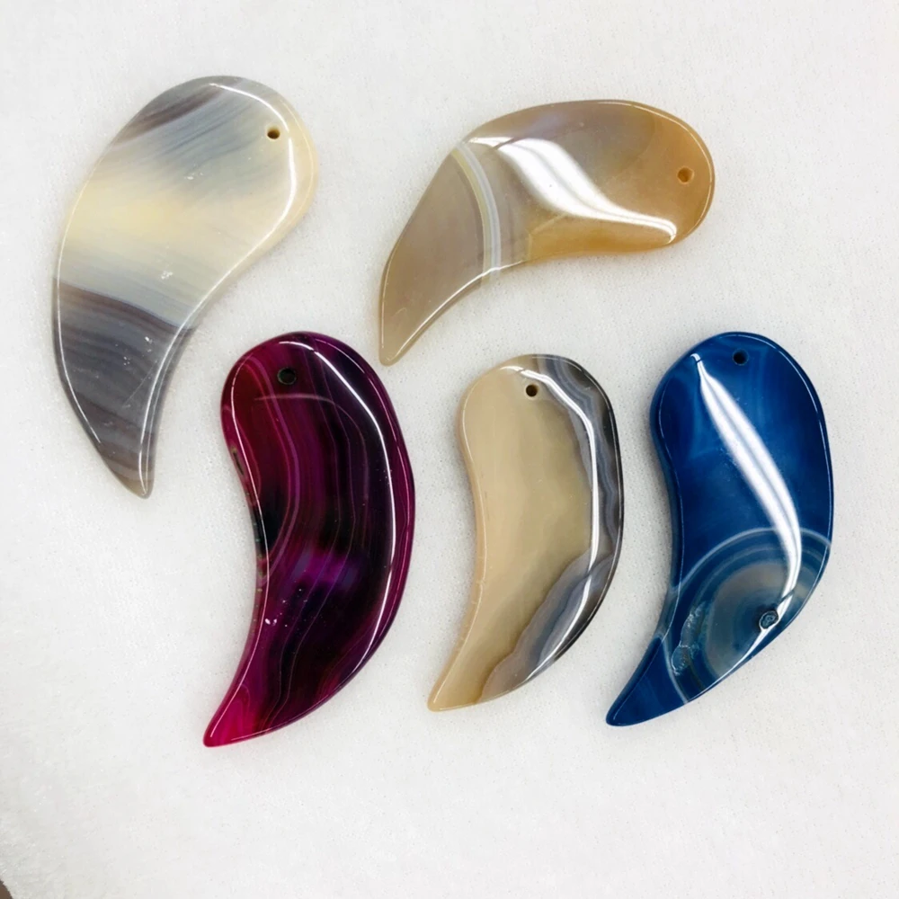 

Natural Charming Agate Chalcedony Pendant,Leaf Agate Leaf Pendant Mixed 10pcs/lot For necklace,Approx 50mm