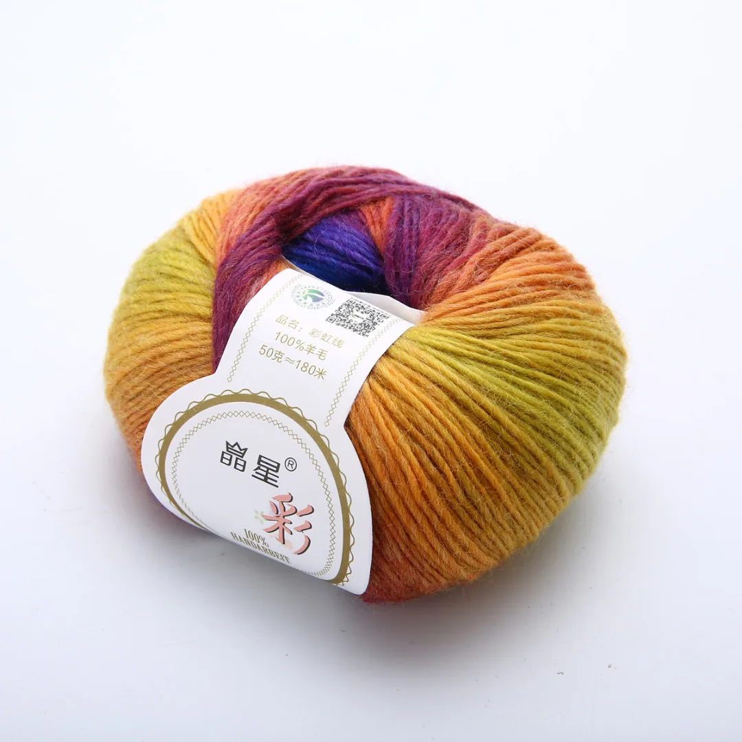 1 Ball Rainbow Knitting Yarn Wool 50g Colorful Soft Baby Cashmere Wool Child Hand Knitted Crochet Yarn for DIY Scarf Hat Clothes