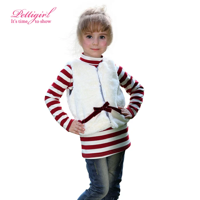 New Arrival Girls Autumn Clothing Set 2 Pcs White And Red T-shirt Waistcoats Include Bow Sash Retail Children | Детская одежда и