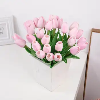 

1Pcs Tulip Artificial Flowers Rose Wholesale Real Touch PU Artificial Bouquet Flowers For Home Gift Wedding Decorative Flowers
